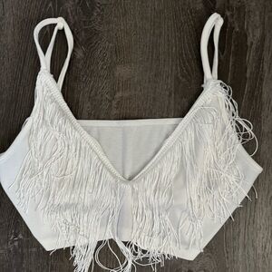 White crop top fringe